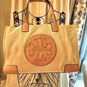Tory Burch Tan Canvas Tote Bag